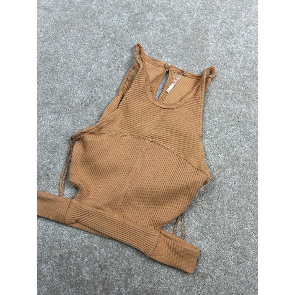 Free People Women's Rust XL‎ Ribbed Cutout Crop Tank Top